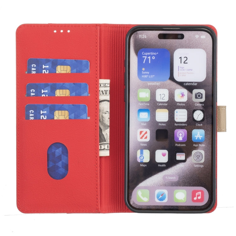 For iPhone 16 Color Matching RFID Anti-theft Leather Phone Case(Red) - iPhone 16 Cases by buy2fix | Online Shopping UK | buy2fix