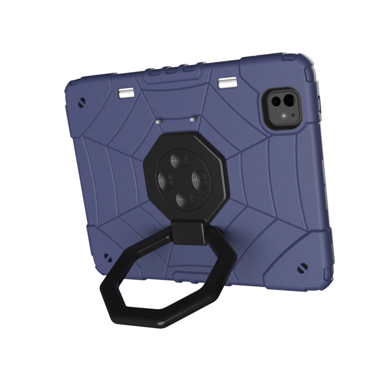 For iPad Pro 11 2024 Spider Turntable Handle Stress Relief Tablet Case(Navy Blue Black) - iPad Pro 11 2024 Cases by buy2fix | Online Shopping UK | buy2fix