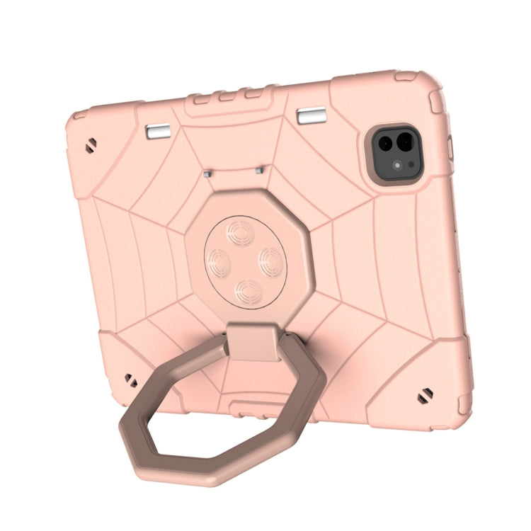 For iPad Pro 11 2024 Spider Turntable Handle Stress Relief Tablet Case(Rose Gold) - iPad Pro 11 2024 Cases by buy2fix | Online Shopping UK | buy2fix