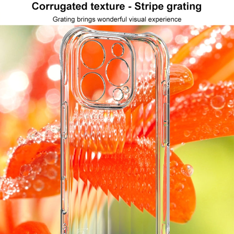 For iPhone 16 Pro IMAK Corrugated Texture Airbag TPU Phone Case(Transparent Black) - iPhone 16 Pro Cases by imak | Online Shopping UK | buy2fix