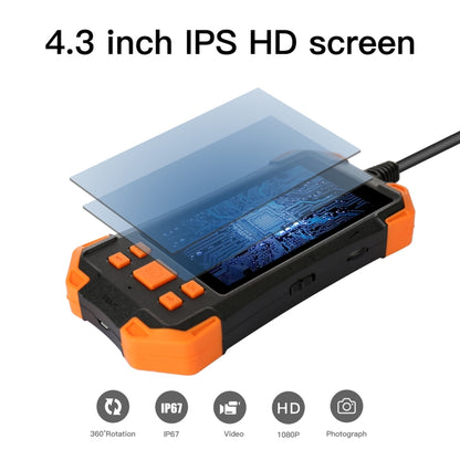 T20 4.3 inch IPS Screen 8mm Single Camera IP67 Waterproof Hard Cable Digital Endoscope, Length:1m(Black Orange) -  by buy2fix | Online Shopping UK | buy2fix