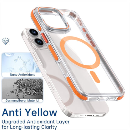 For iPhone 16 Plus Dual-Color Clear Acrylic Hybrid TPU Lens Flip Holder MagSafe Phone Case(Blue) - iPhone 16 Plus Cases by buy2fix | Online Shopping UK | buy2fix