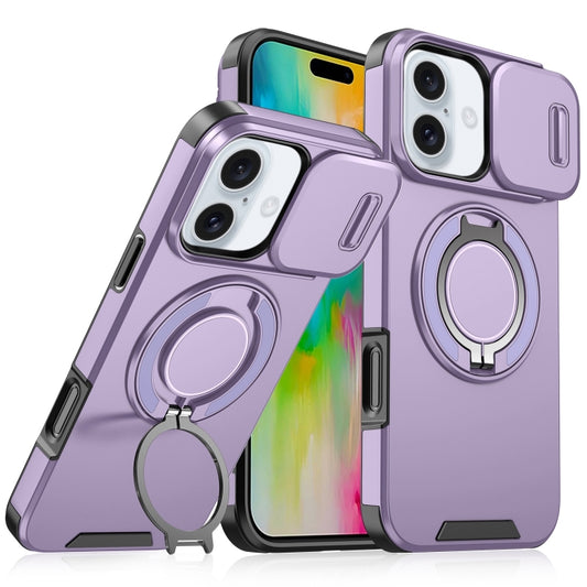 For iPhone 16 Plus Sliding Camshield Ring Holder Phone Case(Purple) - iPhone 16 Plus Cases by buy2fix | Online Shopping UK | buy2fix