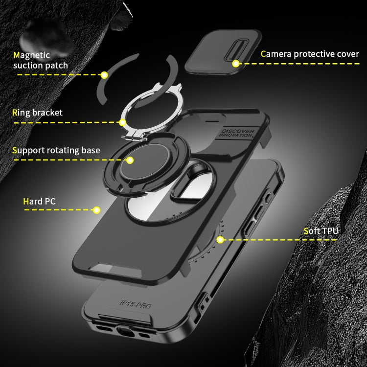 For iPhone 16 Pro Sliding Camshield Ring Holder Phone Case(Black) - iPhone 16 Pro Cases by buy2fix | Online Shopping UK | buy2fix