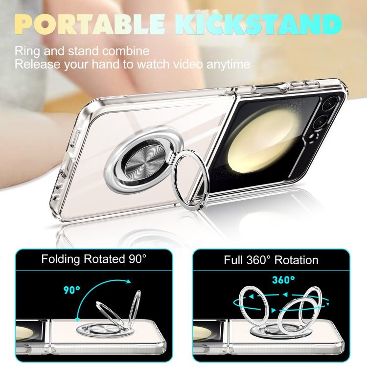 For Samsung Galaxy Z Flip4 5G MagSafe Transparent PC Folding Phone Case with Ring Holder - Galaxy Z Flip4 5G Cases by buy2fix | Online Shopping UK | buy2fix