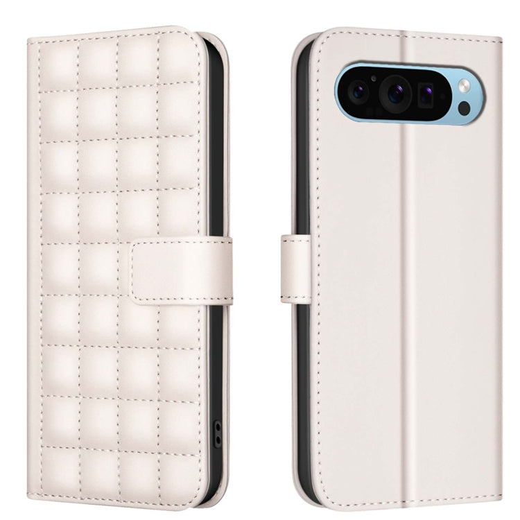 For Google Pixel 9 Pro Square Texture Leather Phone Case(Beige) - Google Cases by buy2fix | Online Shopping UK | buy2fix