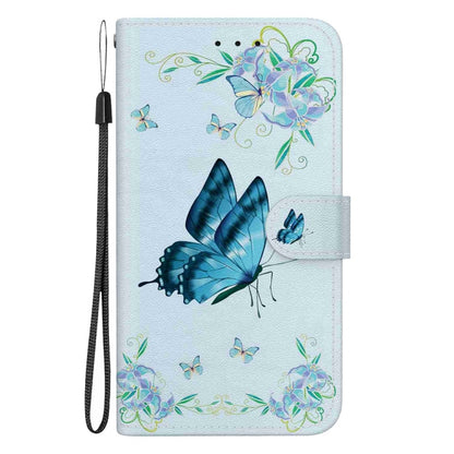 For Samsung Galaxy S25 Ultra 5G Crystal Texture Colored Drawing Leather Phone Case(Blue Pansies) - Galaxy S25 Ultra 5G Cases by buy2fix | Online Shopping UK | buy2fix