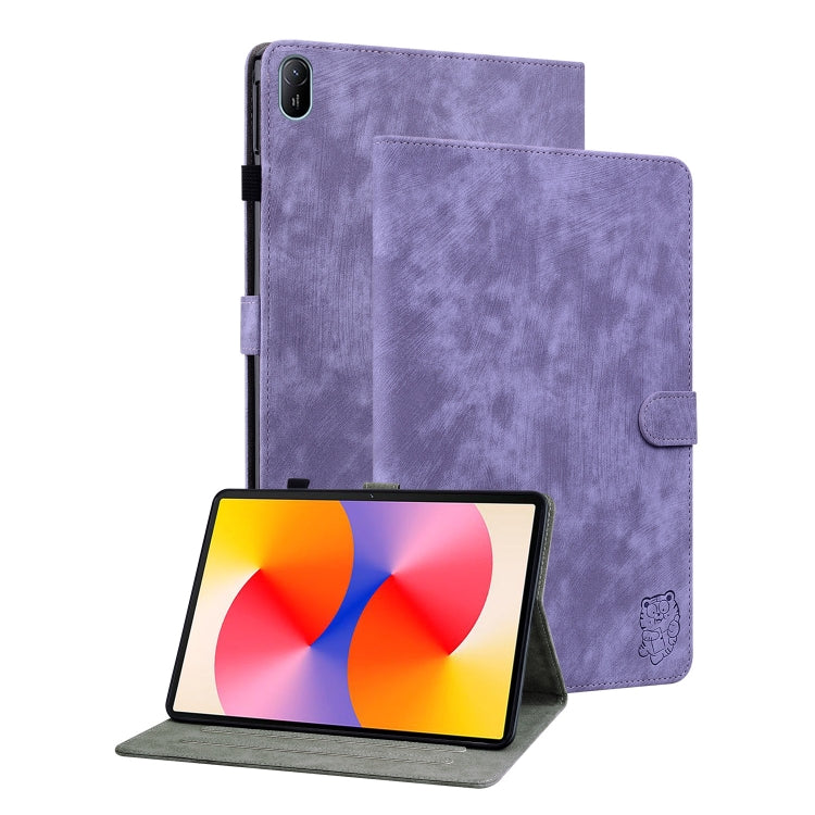 For Huawei MatePad SE 11 2024 Tiger Pattern Flip Leather Tablet Case(Purple) - Huawei by buy2fix | Online Shopping UK | buy2fix