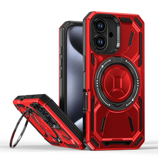 For iPhone 16 Armor II Series MagSafe Magnetic Holder Phone Case(Red) - iPhone 16 Cases by buy2fix | Online Shopping UK | buy2fix