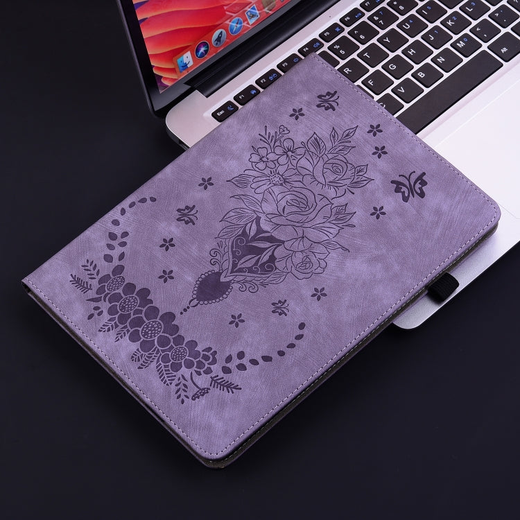 For Huawei MatePad SE 11 2024 Butterfly Rose Embossed Leather Tablet Case(Purple) - Huawei by buy2fix | Online Shopping UK | buy2fix