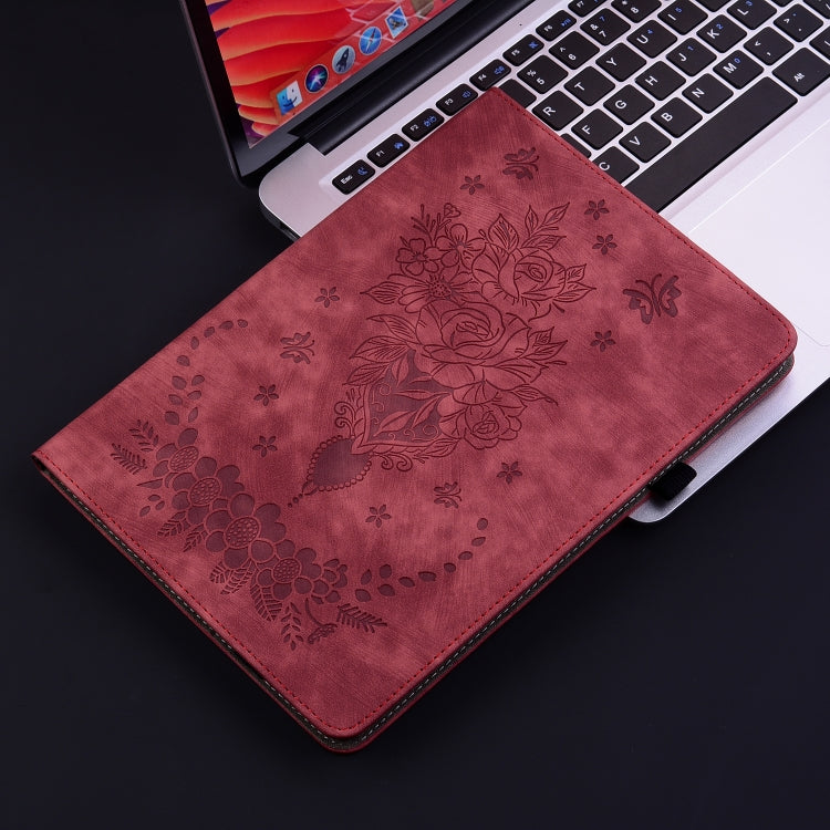 For Huawei MatePad SE 11 2024 Butterfly Rose Embossed Leather Tablet Case(Red) - Huawei by buy2fix | Online Shopping UK | buy2fix