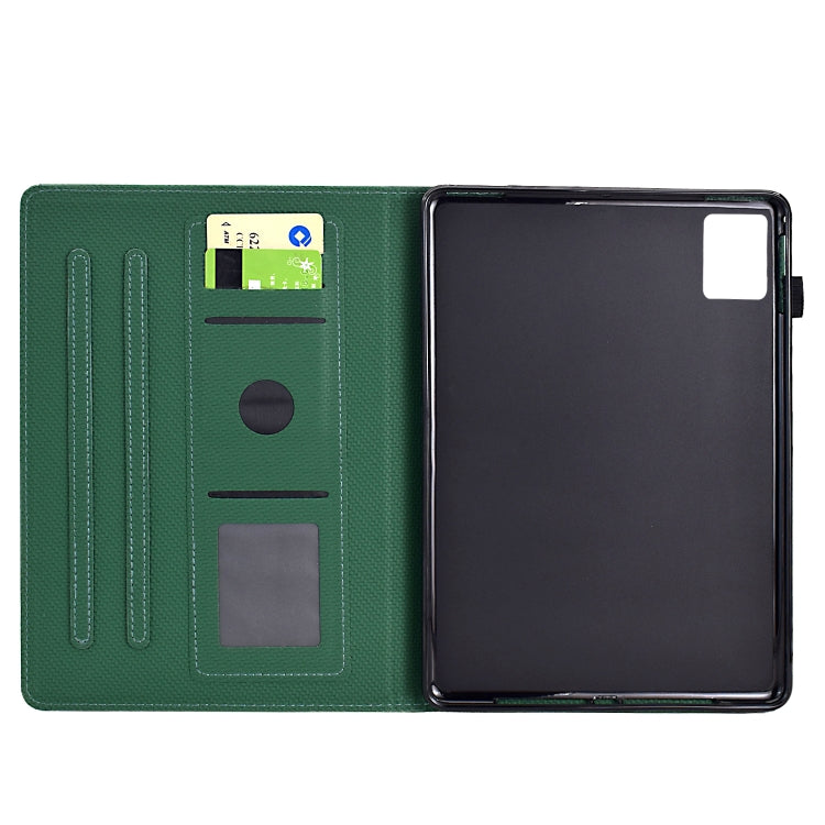 For Lenovo Tab M11 / Xiaoxin Pad 2024 Solid Color Fiber Texture Smart Tablet Leather Case(Green) - Lenovo by buy2fix | Online Shopping UK | buy2fix