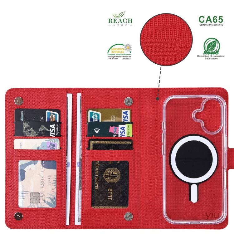 For iPhone 16 Pro ViLi GHA-C Series RFID MagSafe Magnetic Flip Leather Phone Case(Red) - iPhone 16 Pro Cases by ViLi | Online Shopping UK | buy2fix