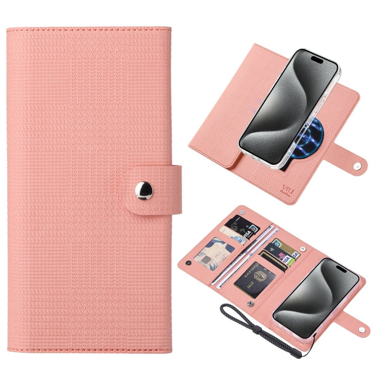 For iPhone 15 Pro Max ViLi GHA-C Series RFID MagSafe Magnetic Flip Leather Phone Case(Pink) - iPhone 15 Pro Max Cases by ViLi | Online Shopping UK | buy2fix