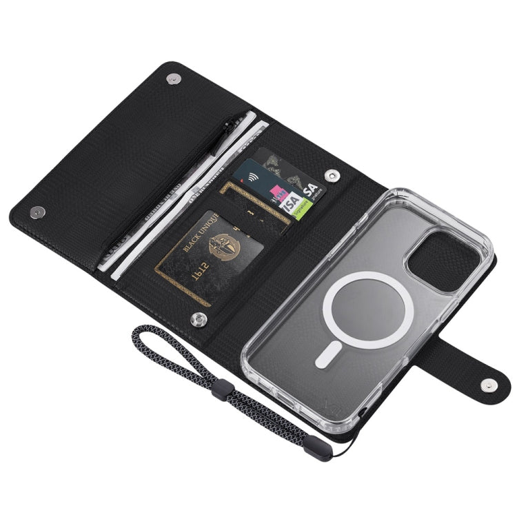 For iPhone 16 ViLi GHB-C Series RFID MagSafe Magnetic Flip Leather Phone Case(Black) - iPhone 16 Cases by ViLi | Online Shopping UK | buy2fix