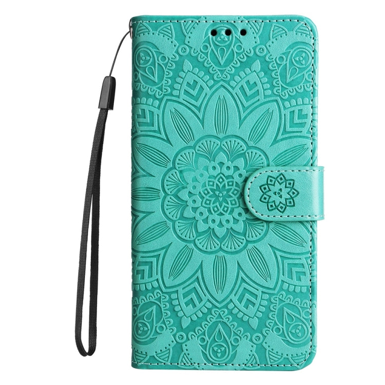 For Samsung Galaxy S25+ 5G Embossed Sunflower Leather Phone Case(Green) - Galaxy S25+ 5G Cases by buy2fix | Online Shopping UK | buy2fix