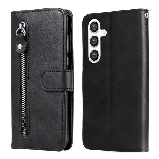 For Samsung Galaxy S25 5G Fashion Calf Texture Zipper Leather Phone Case(Black) - Galaxy S25 5G Cases by buy2fix | Online Shopping UK | buy2fix