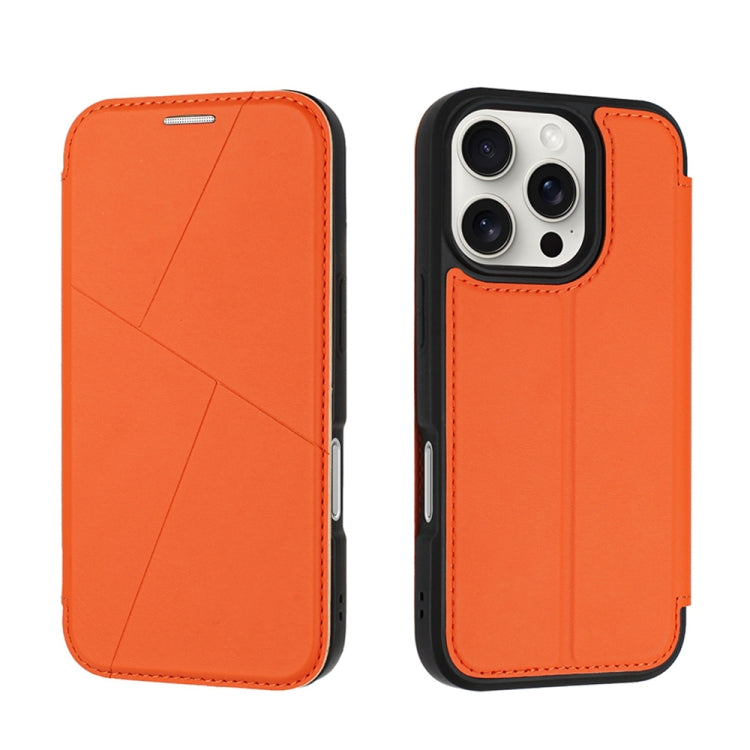 For iPhone 16 Pro Magnetic Armor Series RFID Card Slots Leather Phone Case(Orange) - iPhone 16 Pro Cases by buy2fix | Online Shopping UK | buy2fix