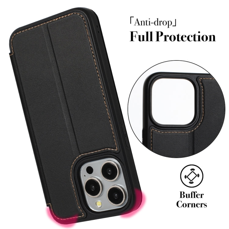 For iPhone 16 Pro Max Magnetic Armor Series RFID Card Slots Leather Phone Case(Orange) - iPhone 16 Pro Max Cases by buy2fix | Online Shopping UK | buy2fix