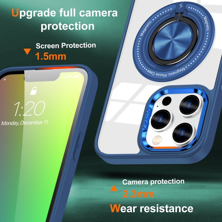 For iPhone 16 Pro Magnetic Rotating Ring Holder Phone Case(Dark Blue) - iPhone 16 Pro Cases by buy2fix | Online Shopping UK | buy2fix