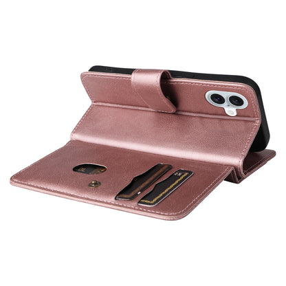 For iPhone 16 Plus Multi-Function Wallet 10 Card Slots Leather Phone Case(Rose Gold) - iPhone 16 Plus Cases by buy2fix | Online Shopping UK | buy2fix