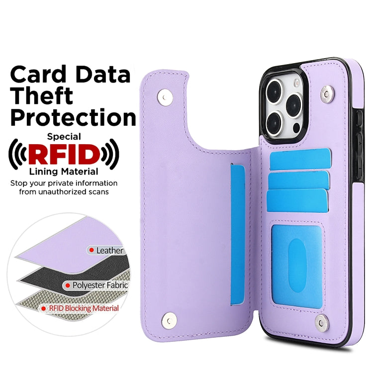 For iPhone 16 Pro Double Buckle Rhombic PU Leather Phone Case(Purple) - iPhone 16 Pro Cases by buy2fix | Online Shopping UK | buy2fix