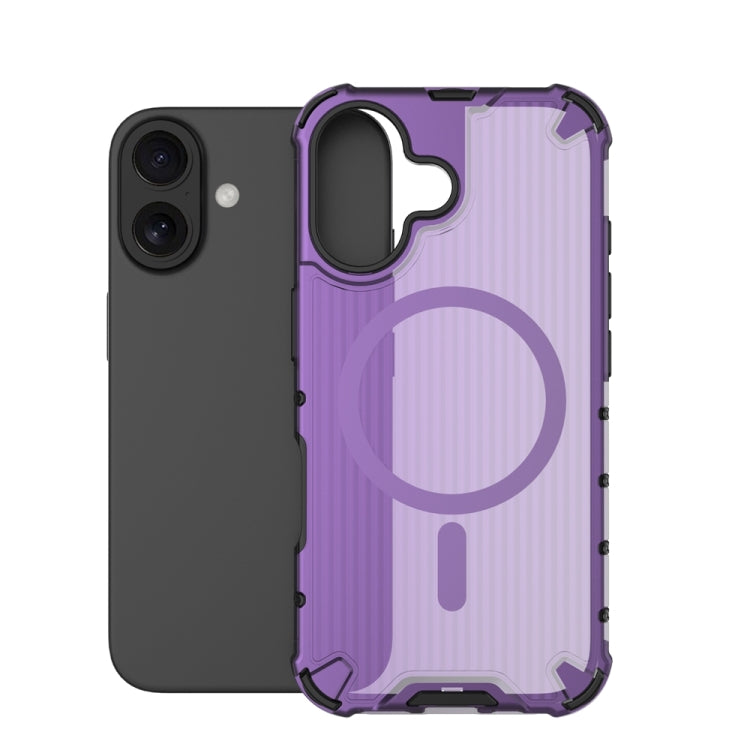 For iPhone 16 Grating Airbag Shockproof MagSafe Frosted Phone Case(Purple) - iPhone 16 Cases by buy2fix | Online Shopping UK | buy2fix