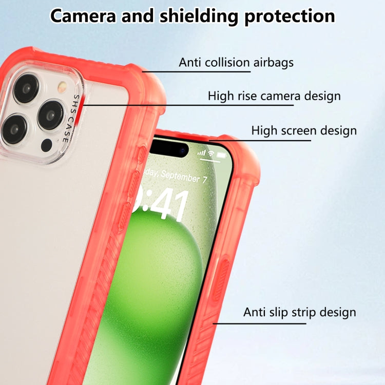 For iPhone 16 Plus Transparent Matte TPU Hybrid PC 3-in-1 Phone Case(Orange) - iPhone 16 Plus Cases by buy2fix | Online Shopping UK | buy2fix