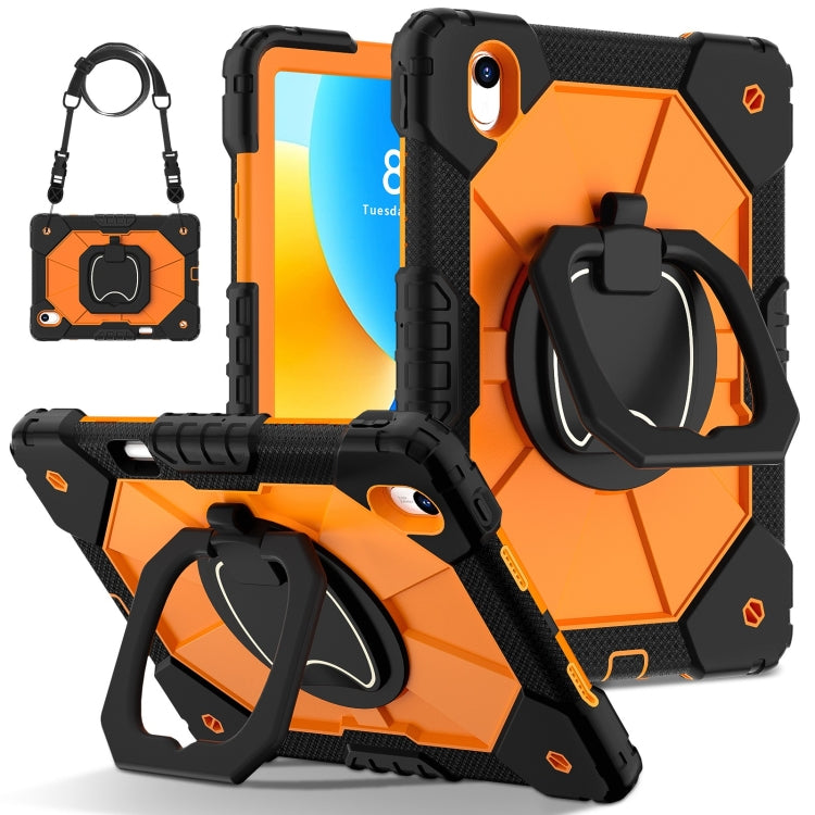 For Huawei Matepad 11.5 2023 Contrast Color Robot Silicone Hybrid PC Tablet Case(Black Orange) - Huawei by buy2fix | Online Shopping UK | buy2fix