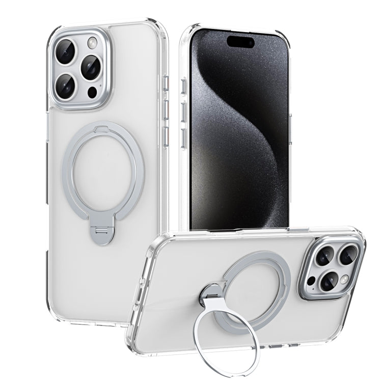 For iPhone 16 Pro Max Double Ring MagSafe Magnetic Holder Phone Case(Transparent) - iPhone 16 Pro Max Cases by buy2fix | Online Shopping UK | buy2fix