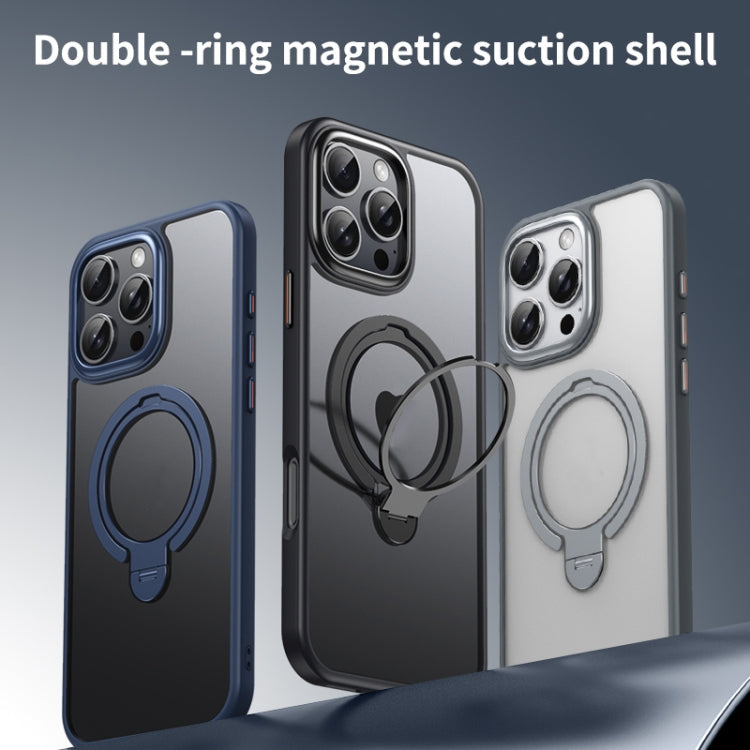 For iPhone 16 Pro Max Double Ring MagSafe Magnetic Holder Phone Case(Transparent) - iPhone 16 Pro Max Cases by buy2fix | Online Shopping UK | buy2fix