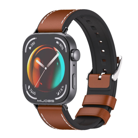 For Huawei Watch Fit3 MIJOBS TPU Leather Watch Band(Brown Black) - Watch Bands by MIJOBS | Online Shopping UK | buy2fix