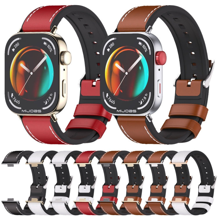 For Huawei Watch Fit3 MIJOBS TPU Leather Watch Band(Red Light Gold) - Watch Bands by MIJOBS | Online Shopping UK | buy2fix