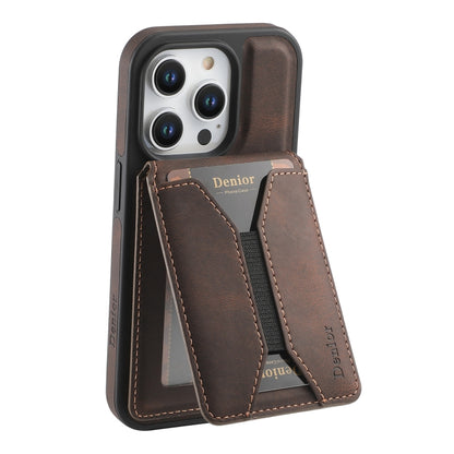 For iPhone 15 Pro Max Denior D17 Skin Feel MagSafe Detachable Card Slot Phone Case(Brown) - iPhone 15 Pro Max Cases by Denior | Online Shopping UK | buy2fix