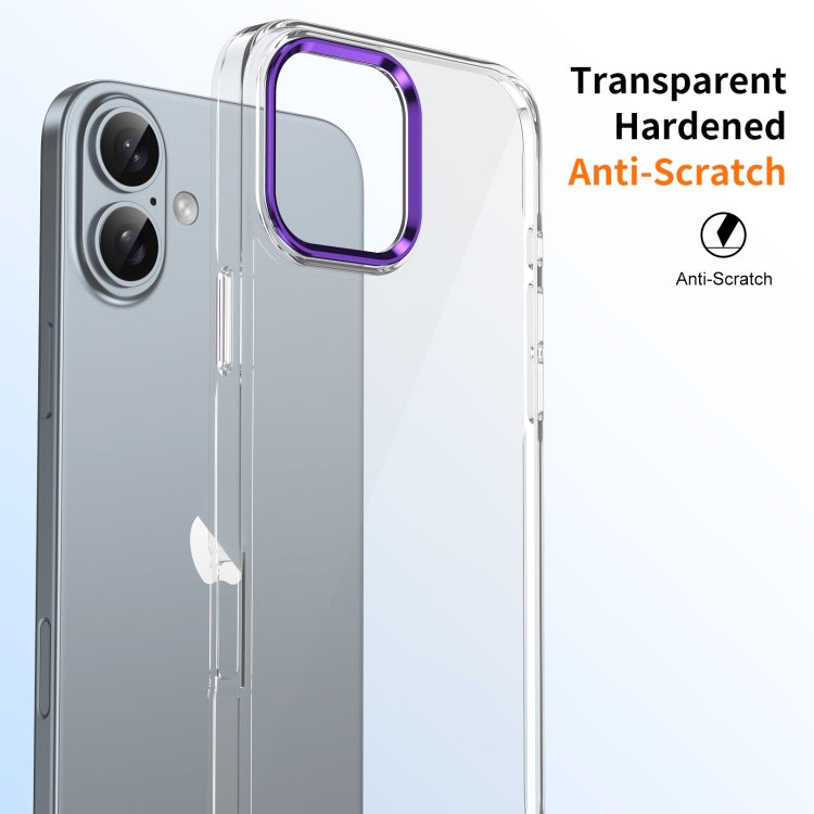 For iPhone 16 Ice Feel HD Transparent PC Full Coverage Phone Case(Purple) - iPhone 16 Cases by buy2fix | Online Shopping UK | buy2fix