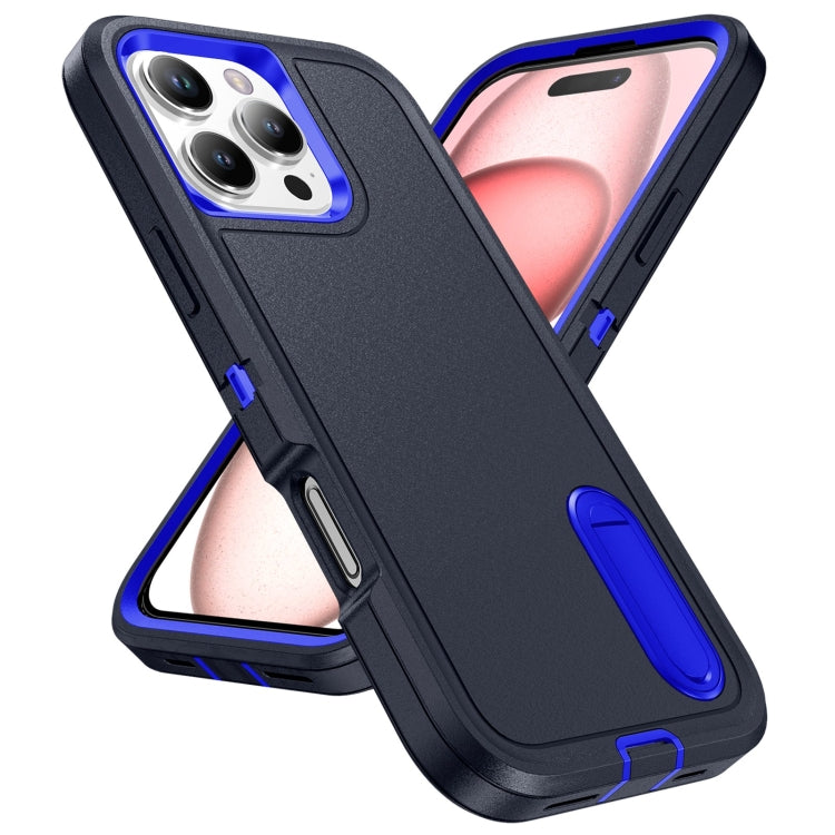 For iPhone 16 Pro Max Rugged PC + Silicone Phone Case with Holder(Dark Blue+Royal Blue) - iPhone 16 Pro Max Cases by buy2fix | Online Shopping UK | buy2fix