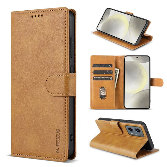 For Motorola Moto G 5G 2024 N.BEKUS CSJ-P1 Solid Color Leather Phone Case(Brown) - Motorola Cases by N.BEKUS | Online Shopping UK | buy2fix