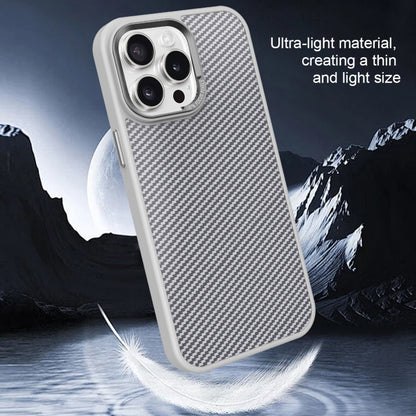 For iPhone 14 Pro Carbon Fiber Texture MagSafe Magnetic Shockproof Phone Case(Grey) - iPhone 14 Pro Cases by buy2fix | Online Shopping UK | buy2fix