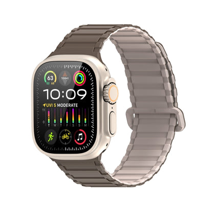 For Apple Watch Series 7 45mm DUX DUCIS KJ Series Magnetic Buckle Silicone Watch Band(Brown Grey) - Watch Bands by DUX DUCIS | Online Shopping UK | buy2fix