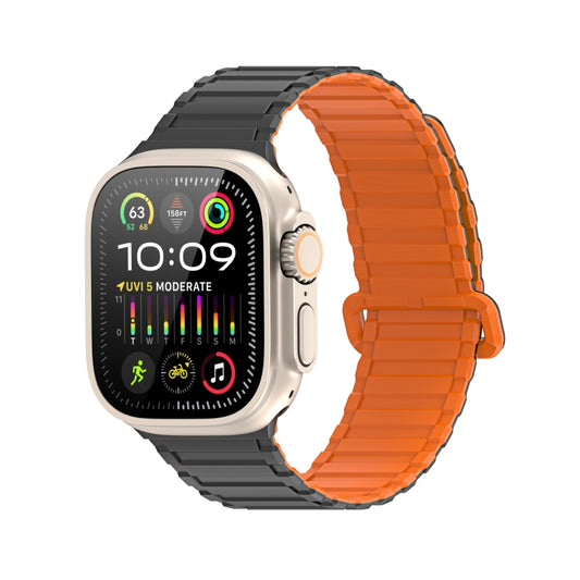 For Apple Watch Series 6 44mm DUX DUCIS KJ Series Magnetic Buckle Silicone Watch Band(Black Orange) - Watch Bands by DUX DUCIS | Online Shopping UK | buy2fix