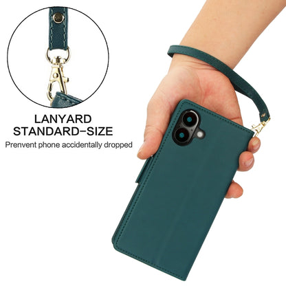 For iPhone 16 Plus Side Buckle RFID Anti-theft Leather Phone Case(Green) - iPhone 16 Plus Cases by buy2fix | Online Shopping UK | buy2fix