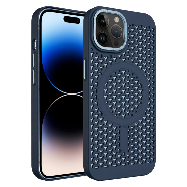 For iPhone 14 Pro Ice Feeling Cooling MagSafe Magnetic Phone Case(Navy Blue) - iPhone 14 Pro Cases by buy2fix | Online Shopping UK | buy2fix