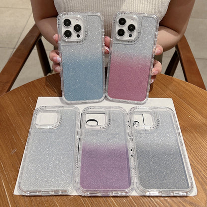 For iPhone 16 Pro TPU + PC + Glitter Paper Full Coverage Phone Case(Silver) - iPhone 16 Pro Cases by buy2fix | Online Shopping UK | buy2fix