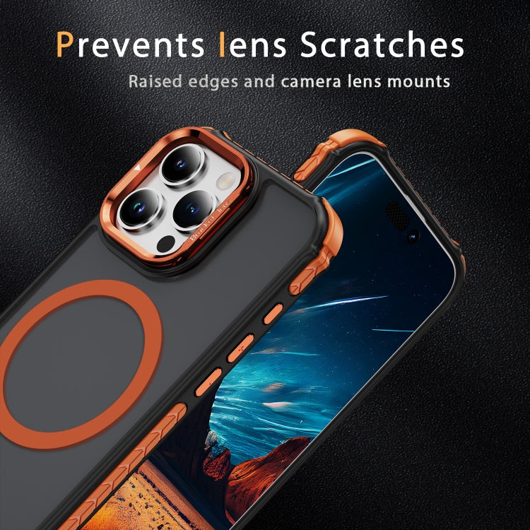 For iPhone 16 Pro Max Rainbow Series Skin Feel MagSafe Lens Holder Phone Case(Orange) - iPhone 16 Pro Max Cases by buy2fix | Online Shopping UK | buy2fix