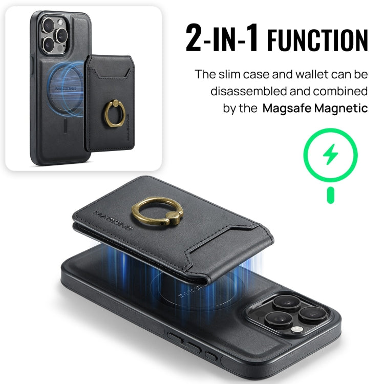 For iPhone 14 Plus DG.MING K1 MagSafe Detachable Wallet RFID Back Cover Phone Case(Black) - iPhone 14 Plus Cases by DG.MING | Online Shopping UK | buy2fix