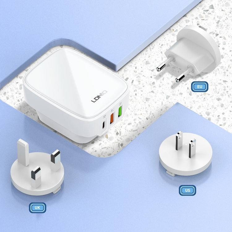 LDNIO Q334 32W Type-C + Dual USB Port Charger with 1m Micro USB Data Cable, Plug Type:UK Plug(White) - USB Charger by LDNIO | Online Shopping UK | buy2fix