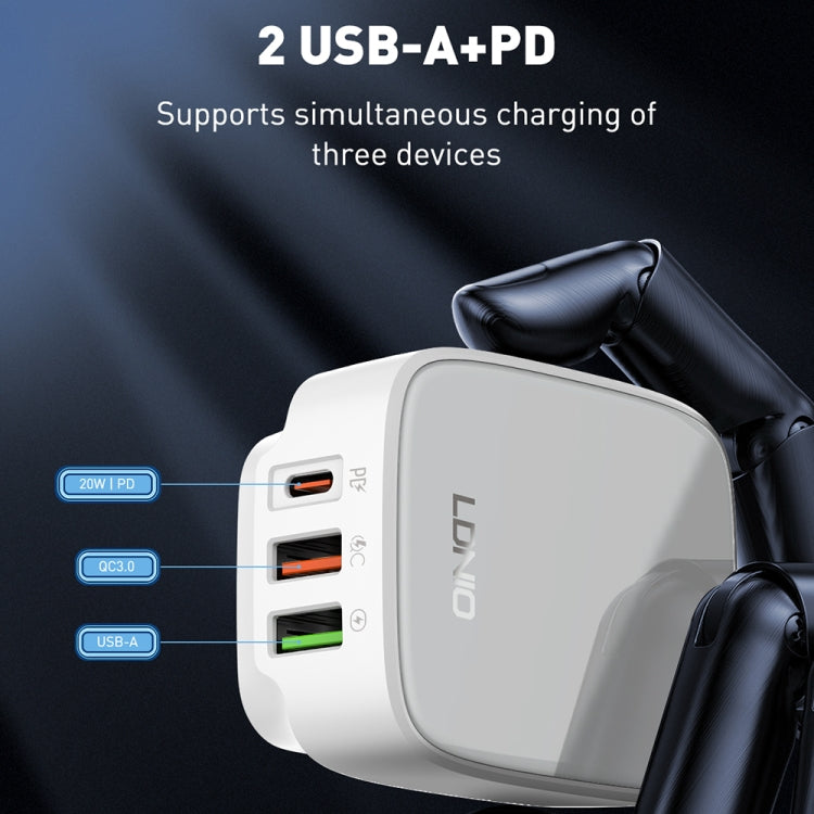 LDNIO Q334 32W Type-C + Dual USB Port Charger with 1m USB-C / Type-C Data Cable, Plug Type:EU Plug(White) - USB Charger by LDNIO | Online Shopping UK | buy2fix