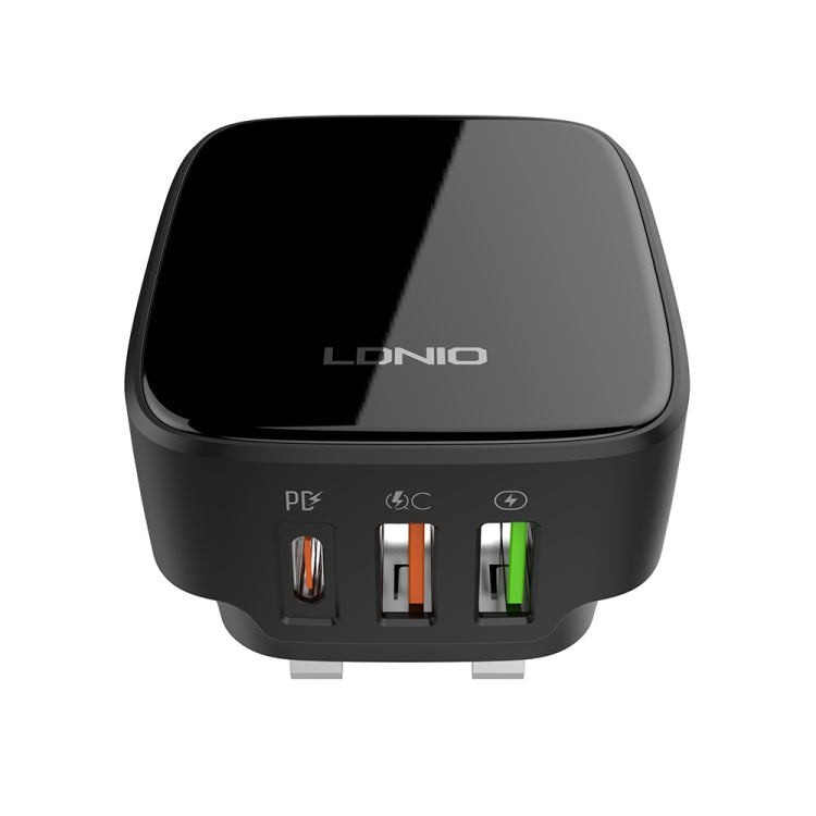 LDNIO Q334 32W Type-C + Dual USB Port Charger with 1m USB-C / Type-C to 8 Pin Data Cable, Plug Type:UK Plug(Black) - USB Charger by LDNIO | Online Shopping UK | buy2fix