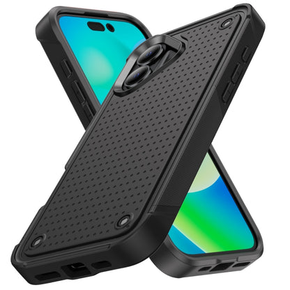 For iPhone 16 PC + TPU Shockproof Protective Phone Case(Black+Black) - iPhone 16 Cases by buy2fix | Online Shopping UK | buy2fix