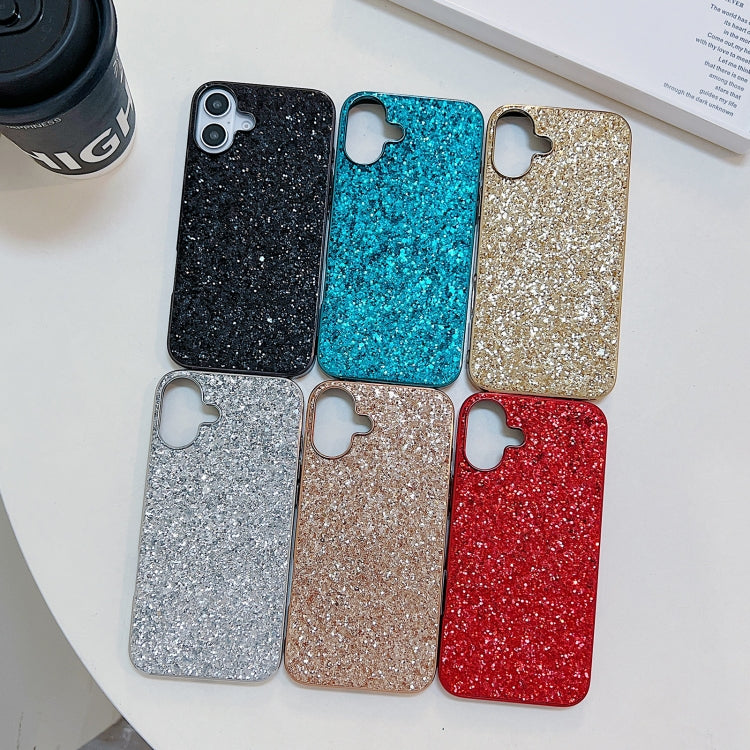 For iPhone 16 Glitter Powder Shockproof TPU Phone Case(Black) - iPhone 16 Cases by buy2fix | Online Shopping UK | buy2fix